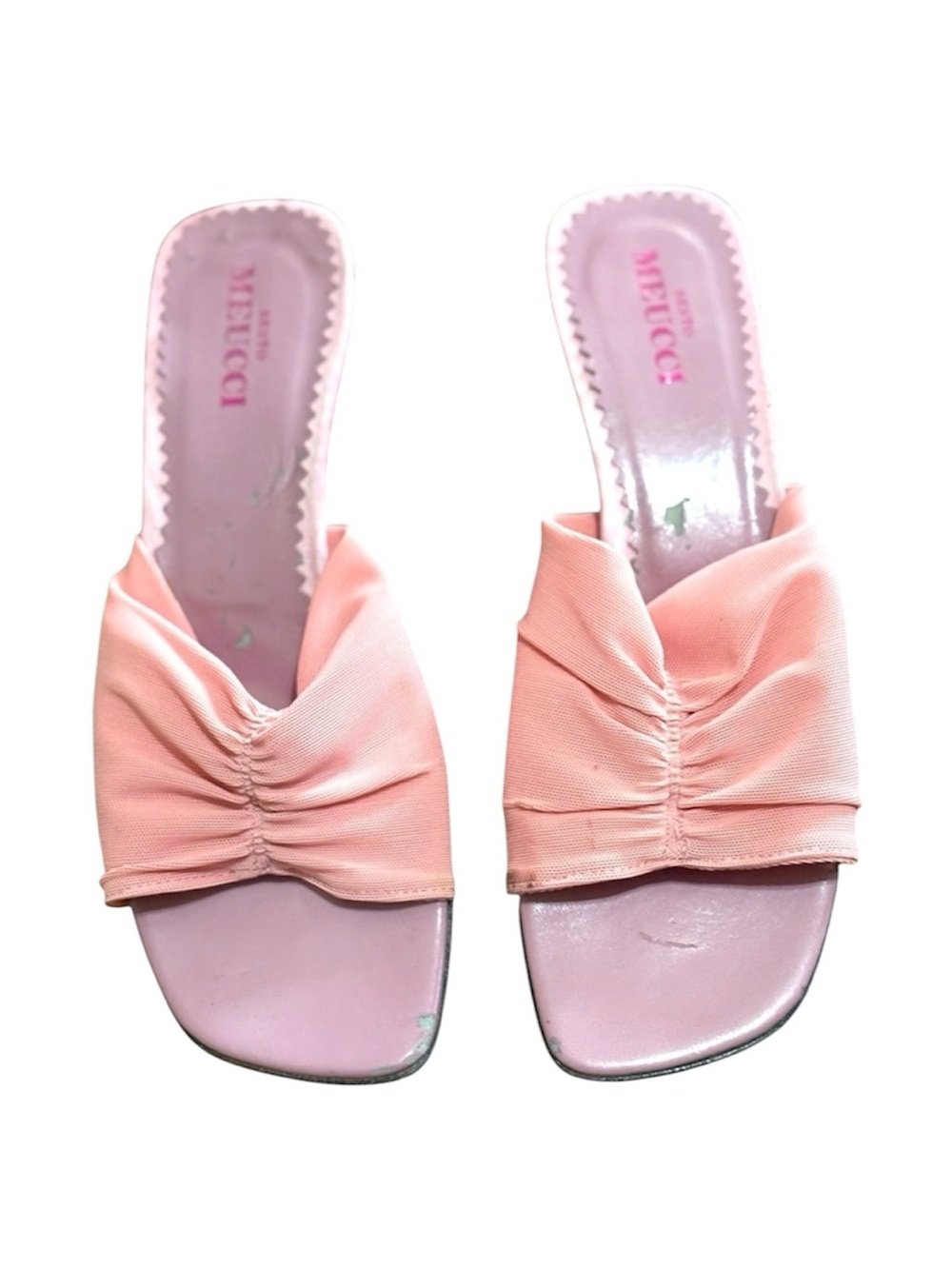 Sesto Meucci Italian Leather Pink Slides Sandals Size 9N Narrow Comfort